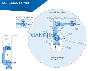 بازوی ربات صنعتی YASKAWA HC20DT IP67 ربات بازویی 20 کیلوگرمی 1700 میلی متری