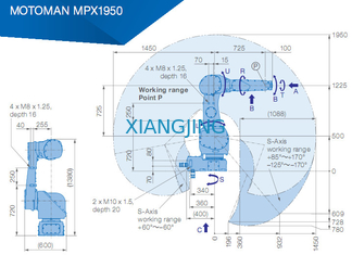 MPX1950 ربات Yaskawa مورد استفاده برای رنگ آمیزی ربات های بازویی 1450 میلی متری 7 کیلوگرمی